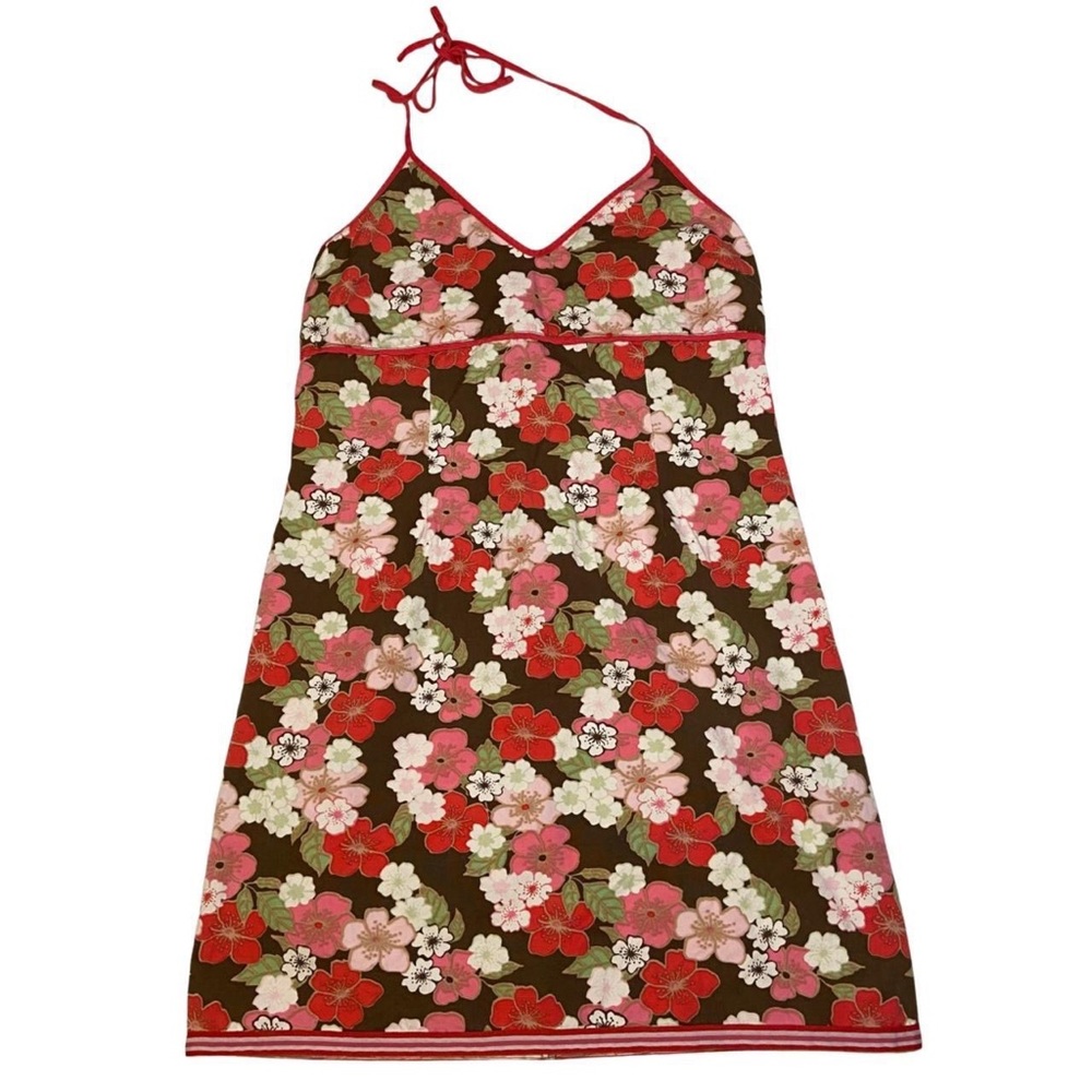 Vintage Old Navy Hibiscus Print Halter Dress